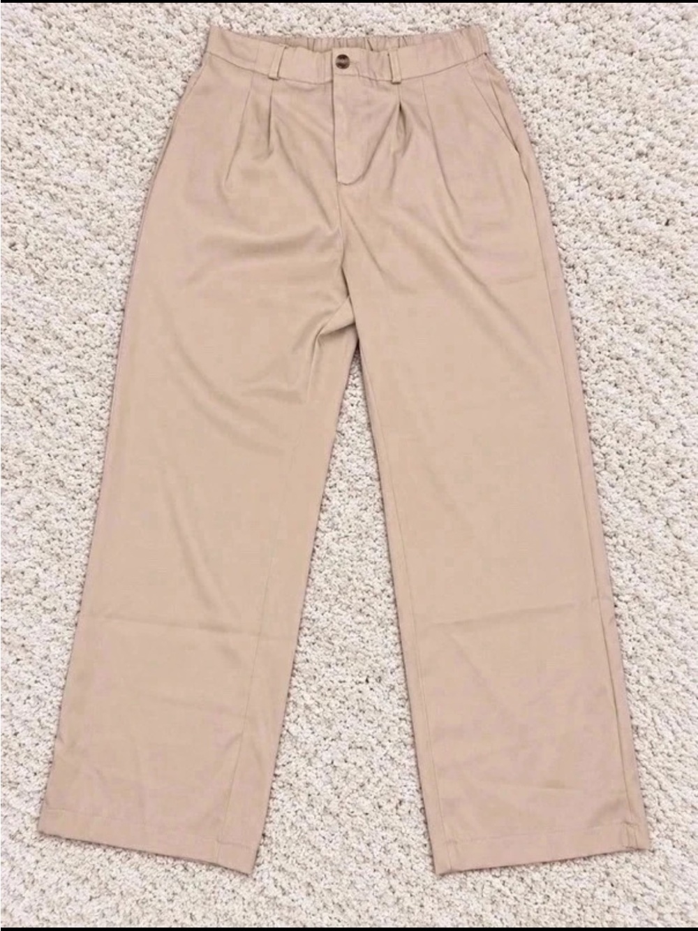 High-Rise Pleated Wide-Leg Pants - Beige